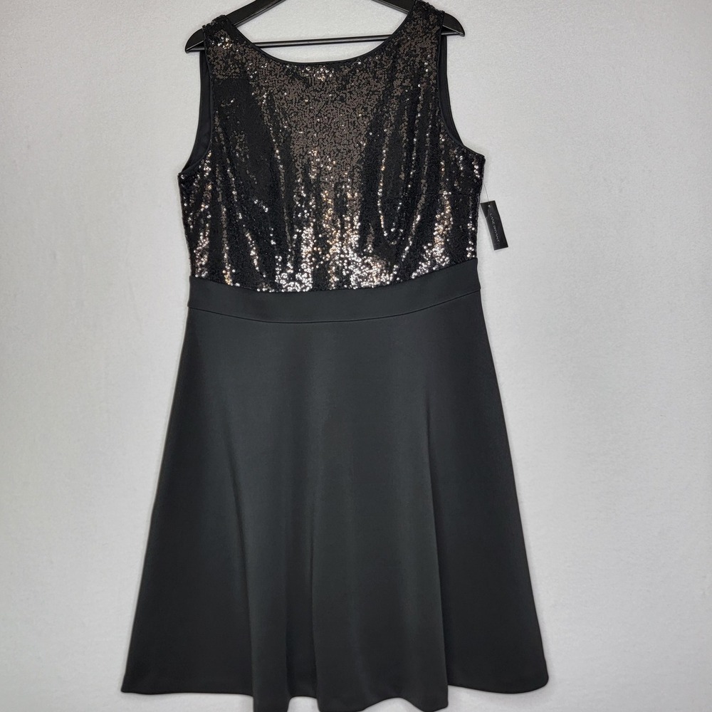 Lane Bryant Womens Black Sequin Bodice Fit and Flare Dress Size 14/16 NWT